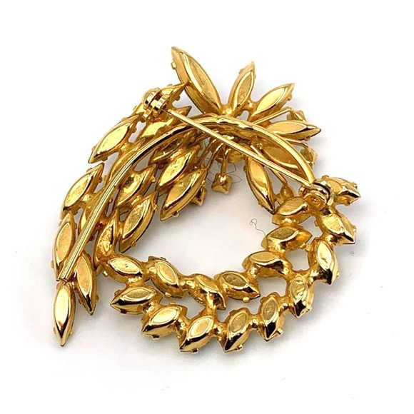 VINTAGE RARE UNSIGNED 1960's Aurora Borealis Marquis Cut Rhinestone Brooch - Picture 2 of 4